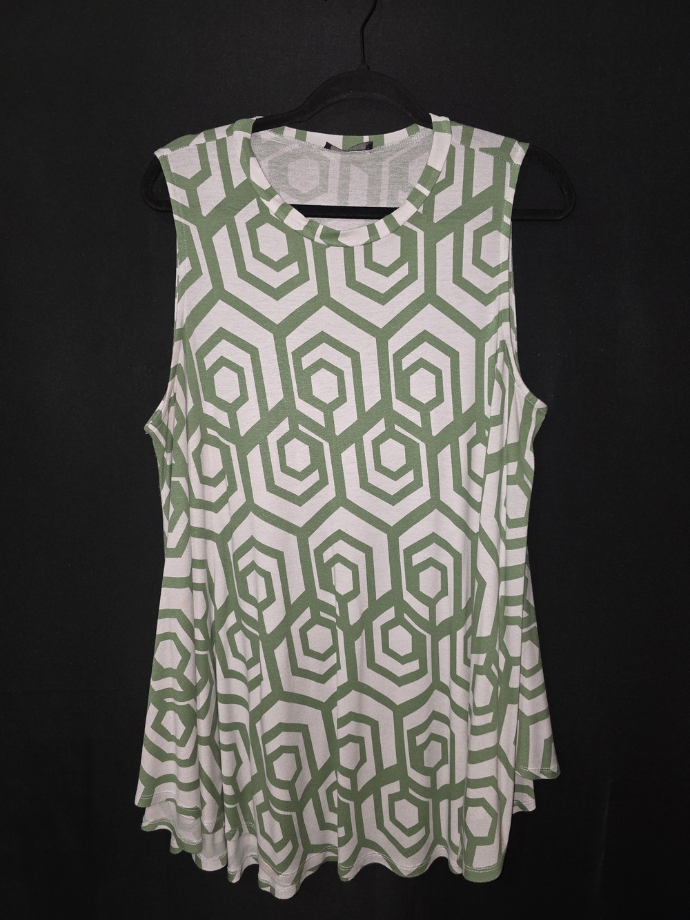 Lane Bryant Green and White Geometric Tank